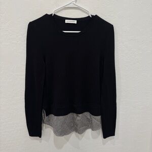 Altuzarra Merino Wool Sweater Top Womens XS Layered Striped Black White